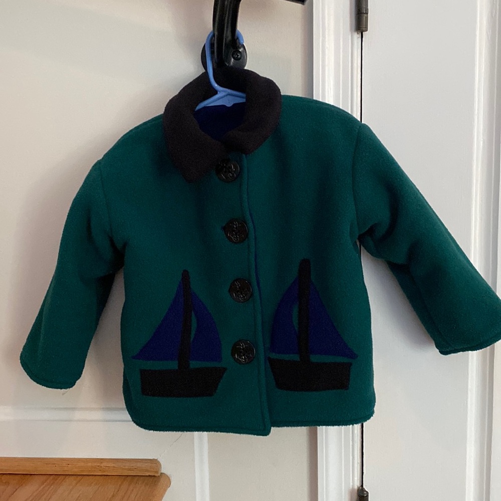 Reversible Heavy Fleece Little Boy Sailboat Jacket Size 3T